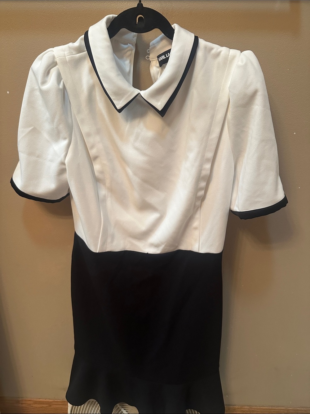 Karl Lagerfeld White and Black Collared Mini Dress